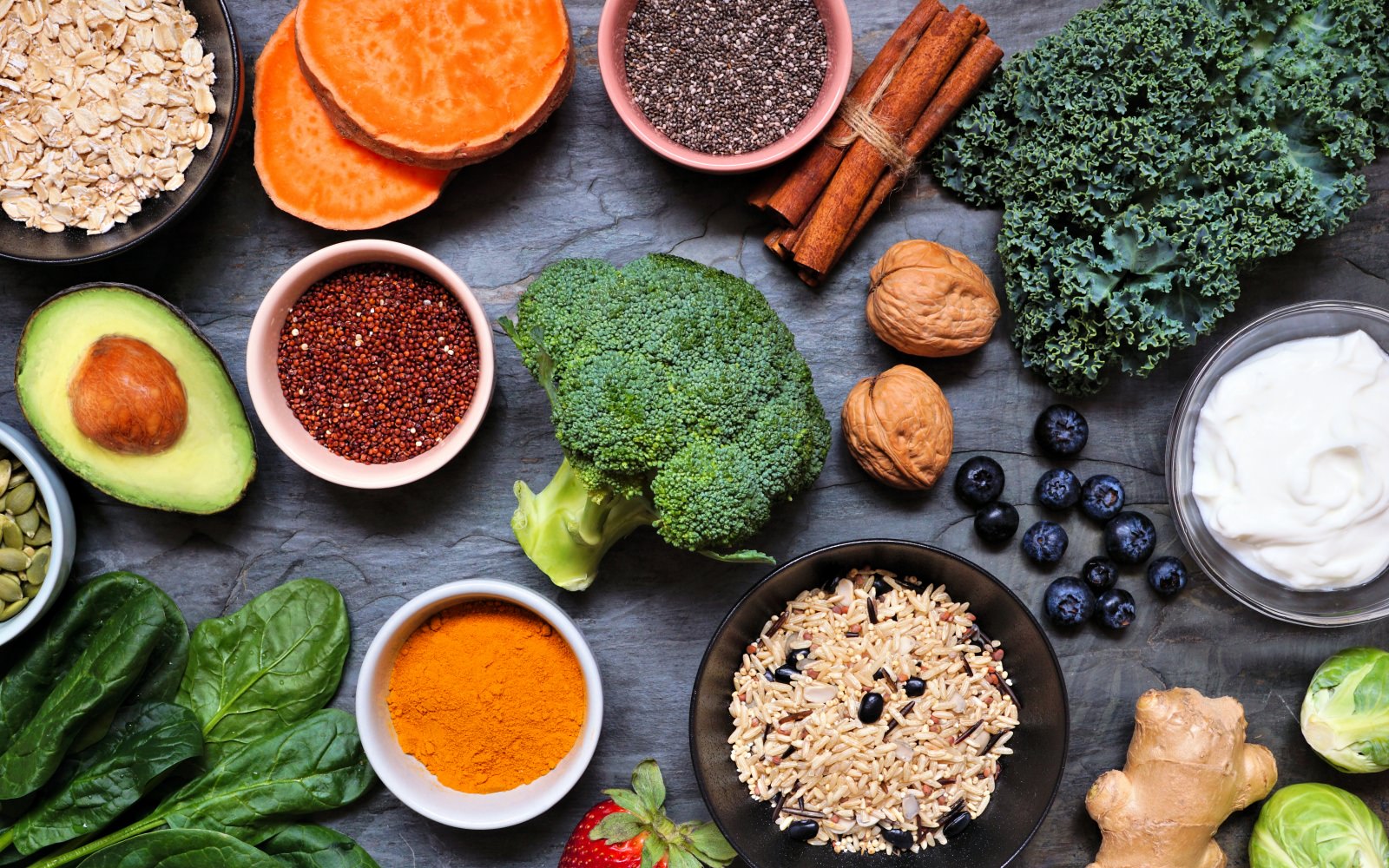 different fruits, veggies, and spices