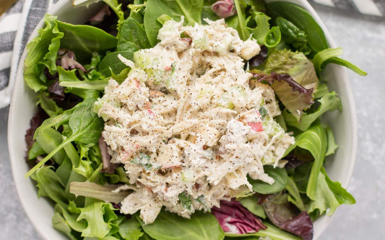 Greek Yogurt Chicken Salad with Mixed Greens