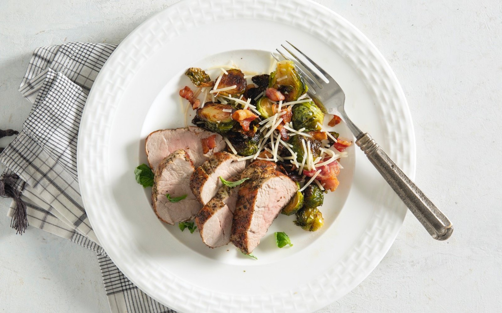 Herb-Roasted Pork Tenderloin with Roasted Brussels Sprouts