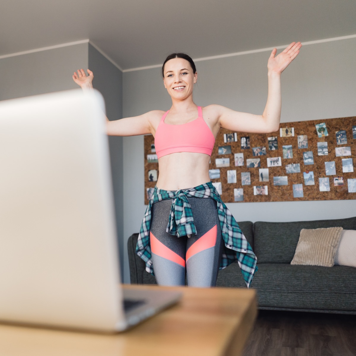 Woman following along with her computer